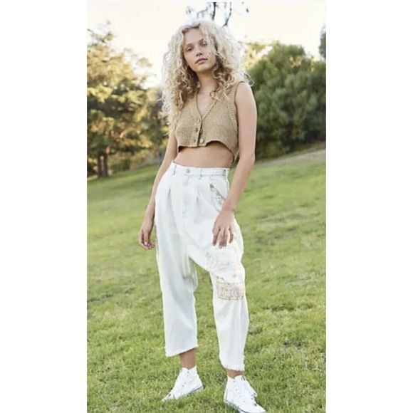 Free People North Star Patched Harem Jeans Size 26 - Picture 4 of 7